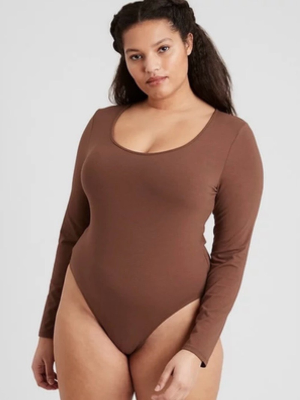 NWT Banana Republic True Hues Scoop-Neck Thong Bodysuit Brown Cotton Size M